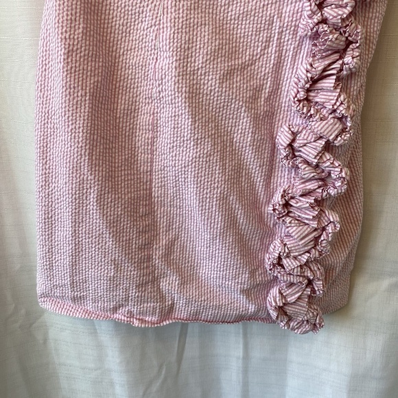 Lilly Pulitzer Vivienne Ruffle One Shoulder Dress Pink And Whir Seersucker Sz 4 - Picture 3 of 13